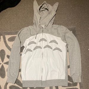 Totoro zip up hoodie with ears